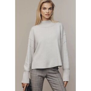 Anthropologie Maeve The Logan White Mock Neck Sweater Woman's Size Medium